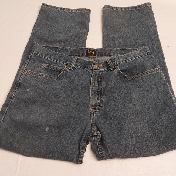 Lee Medium Wash Denim Regular Fit Straight Leg Jeans Men's Size W 36 X L 30 - Picture 5 of 14